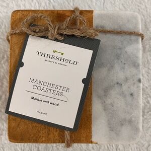 Threshold Quality & Design Set of 4 Manchester Marble & Wood Coasters